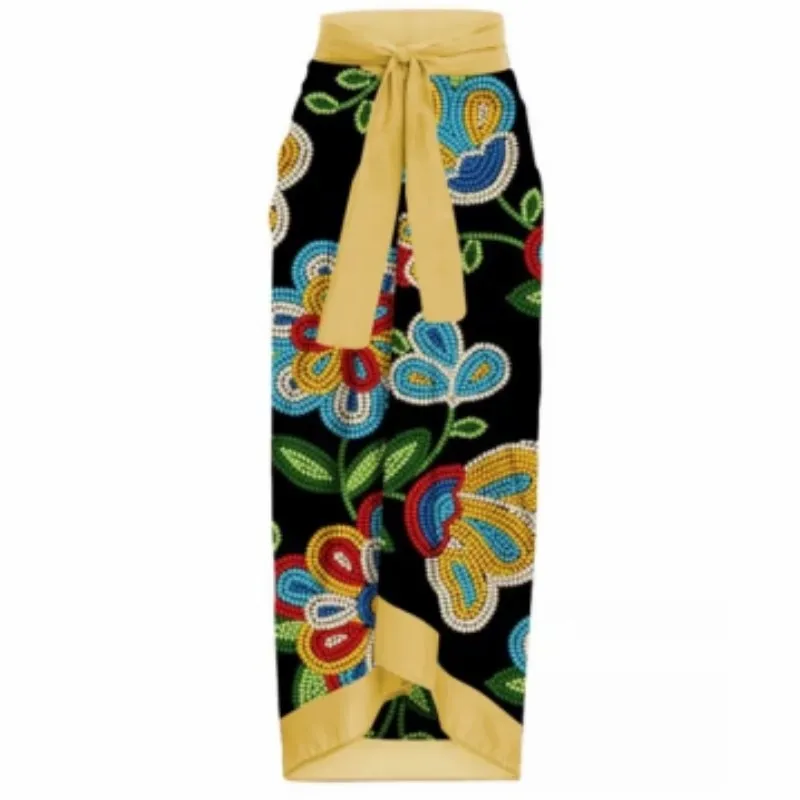 One Piece Swimsuit Floral Print Beach Bathing Suit Set