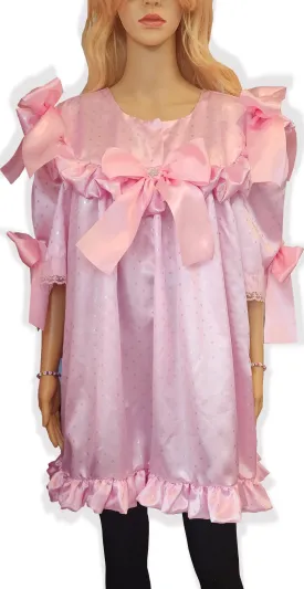 Ready to Wear Pink Silver Stars Satin Adult Sissy Nightgown by Leanne's