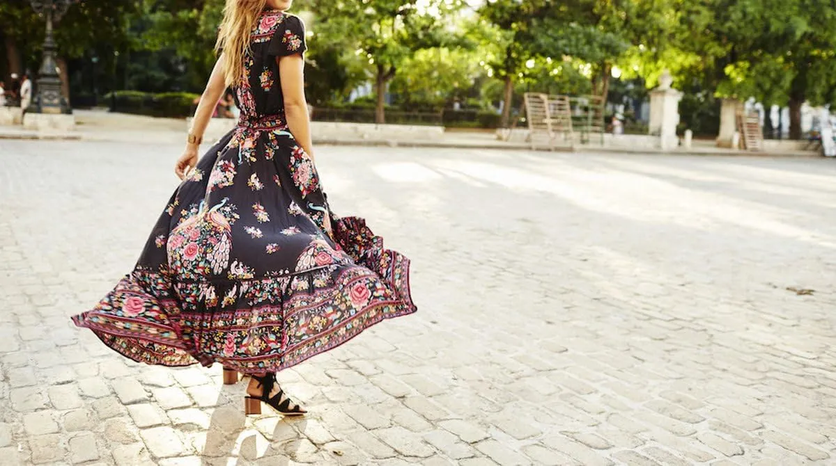 R.Vivimos Women's Summer Vintage Floral Print Deep V Neck High Low Long Dresses