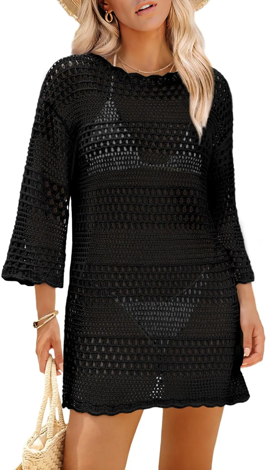 SAMPEEL Swimsuit Coverup for Women Beach Vacation Clothes Bathing Suit Cover Up Crochet Dresses Summer Cruise Outfits 2025