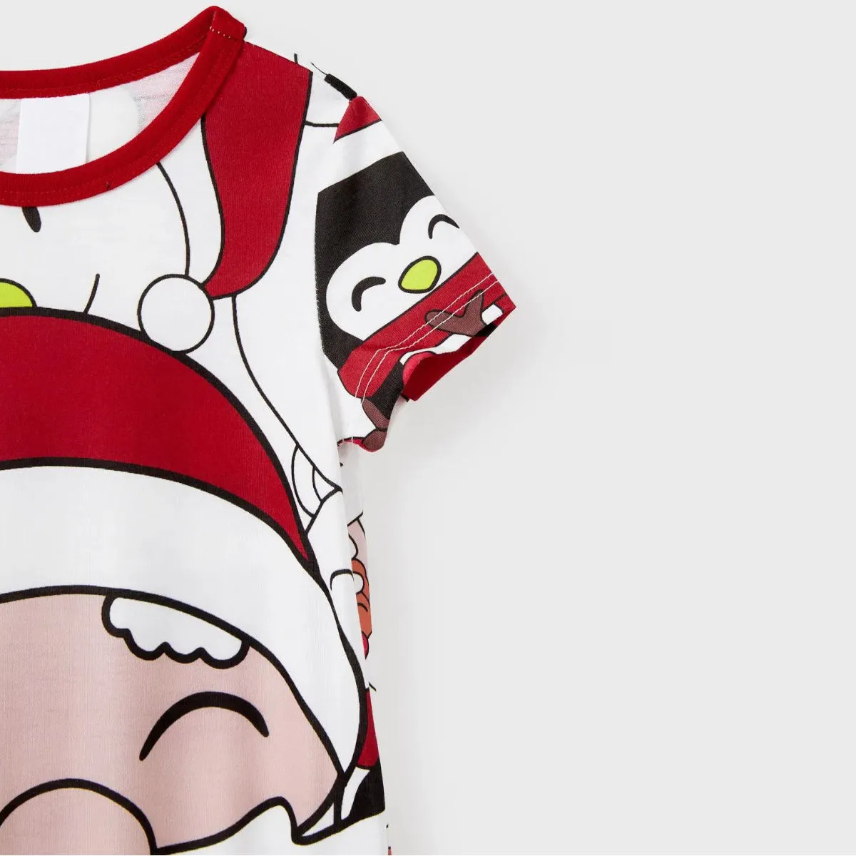 Santa Claus Merry Christmas Short Sleeve Christmas Pajama Allover Penguin and Santa Print