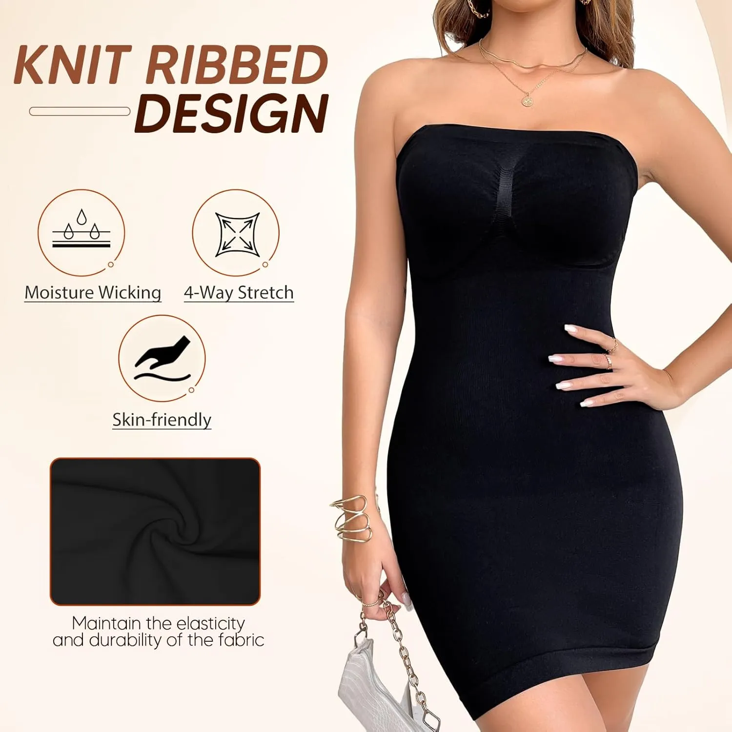 Shapewear Slip Dress for Women Adjustable Strap Under Dress Seamless Tummy Control Body Shaper