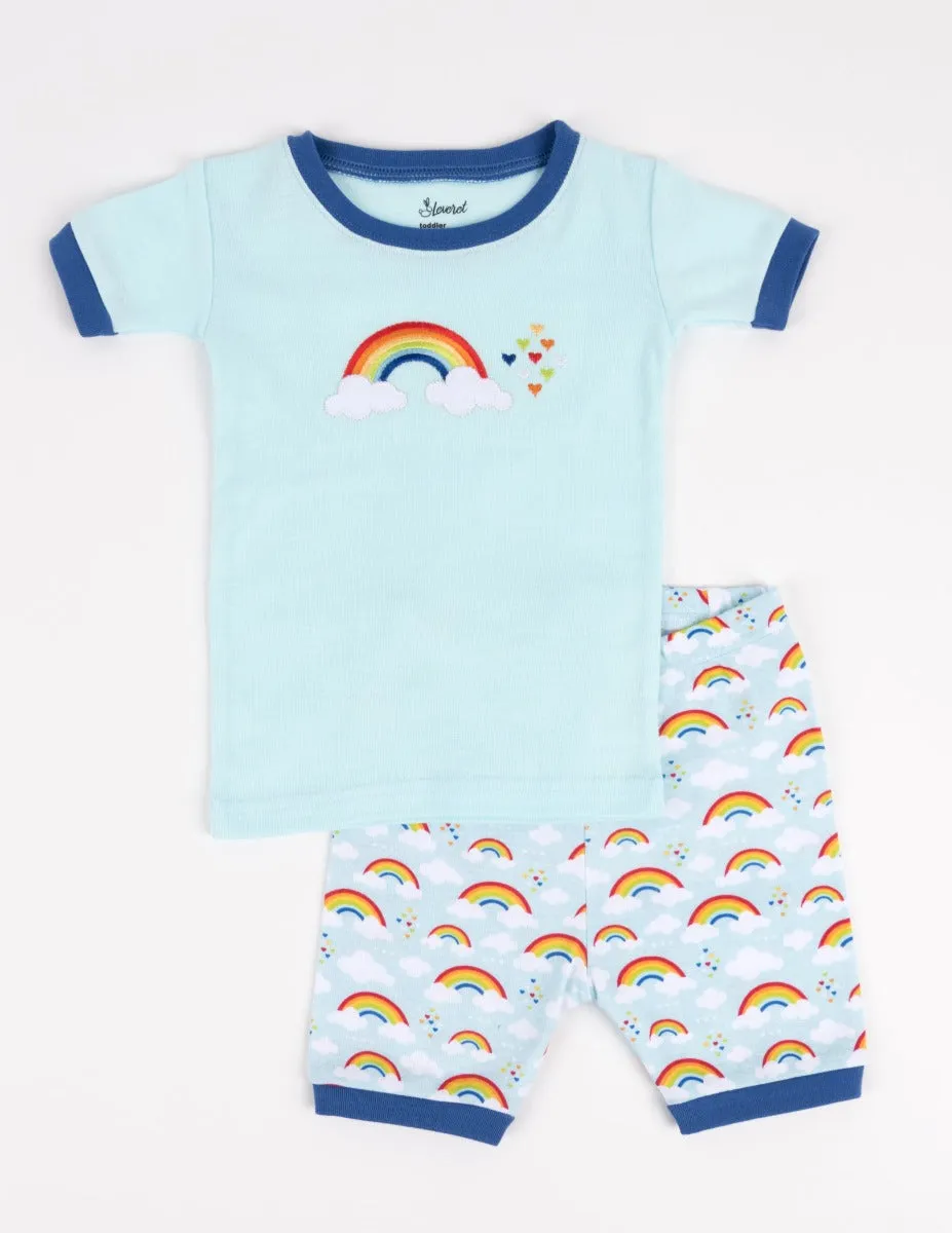 Short Sleeve Rainbow Cotton Pajamas