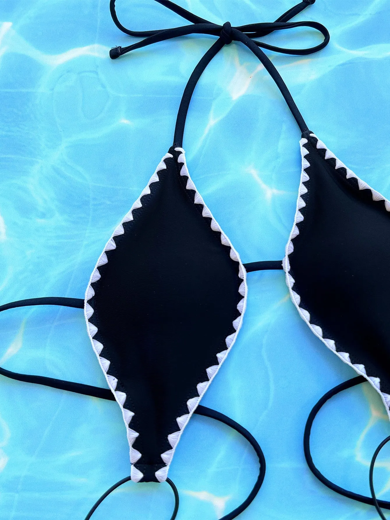 Stylish Black V-neck One-Piece Bikini Swimwear