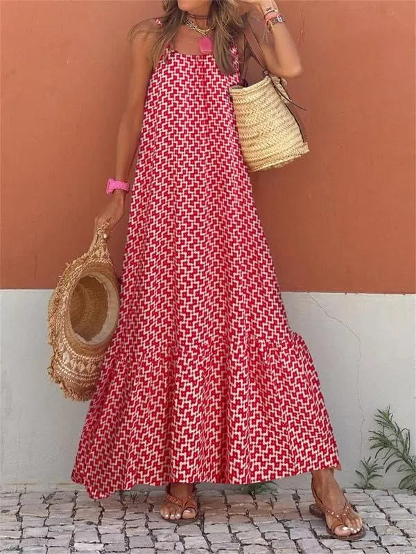 Thopavenoir Boho Floral Print Midi Dress for Women Long Sleeve V Neck Tiered Long Dresses Smocked Beach Bohemian Sundress