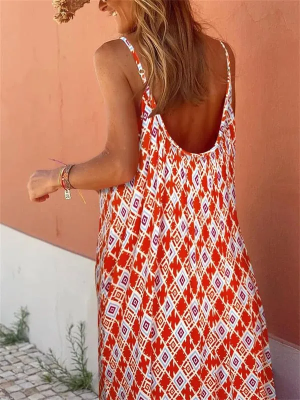 Thopavenoir Boho Floral Print Midi Dress for Women Long Sleeve V Neck Tiered Long Dresses Smocked Beach Bohemian Sundress