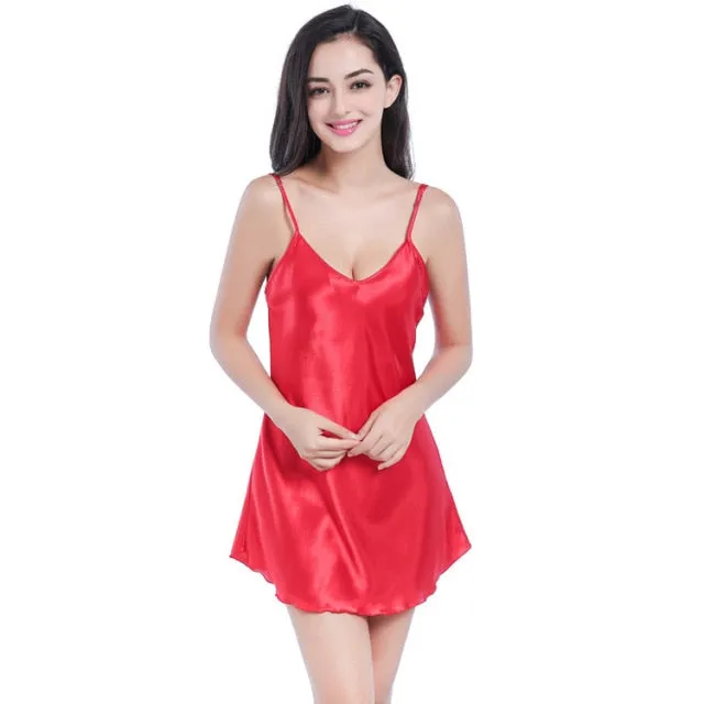 VenusFox Women's Summer Dress Babydoll Women'S Shirt Honeymoon Sleepwear Satin Lingerie Summer Women'S Clothing Nightdress Nightgown