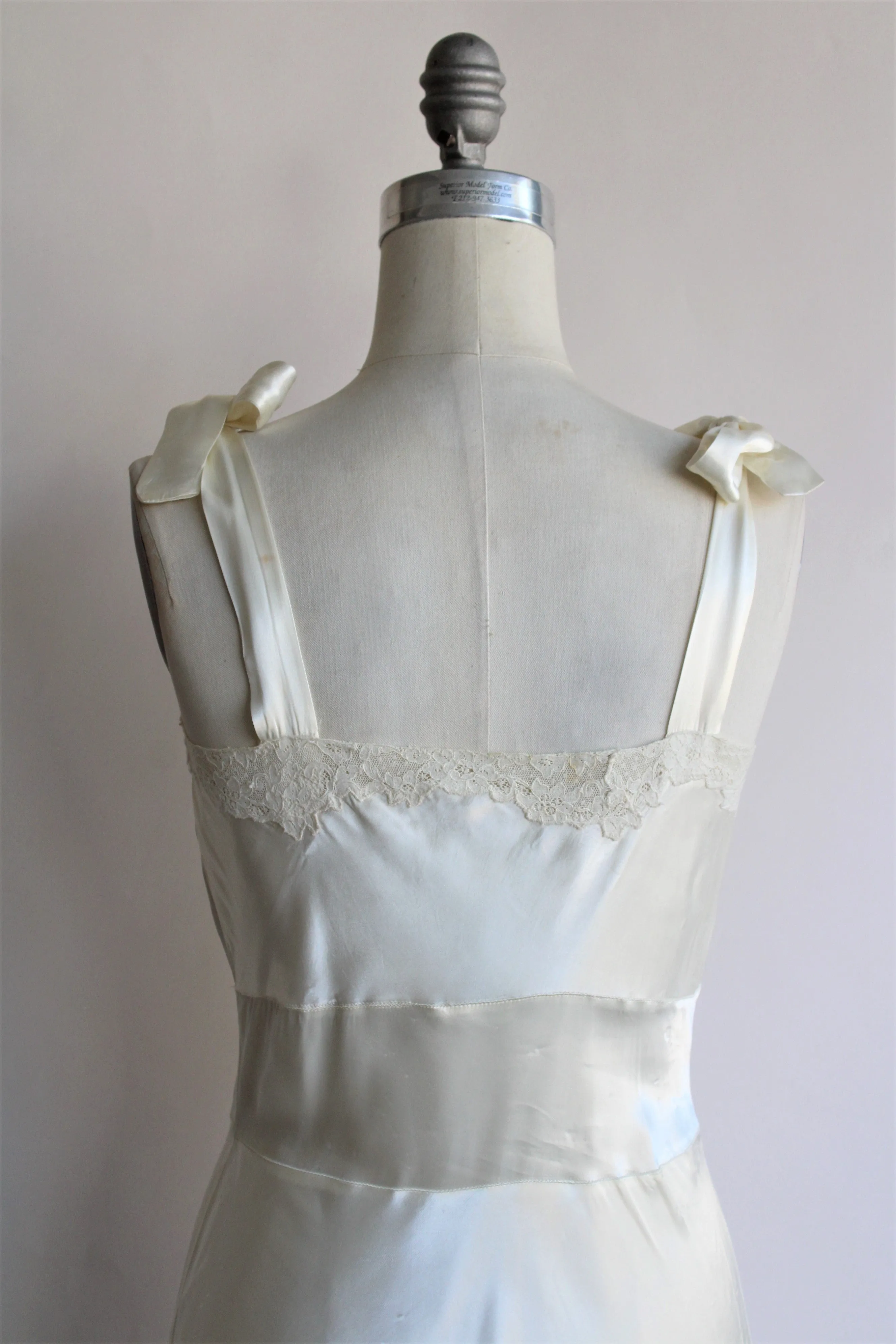 Vintage 1930s Ivory Satin Nightgown by Maison Berten