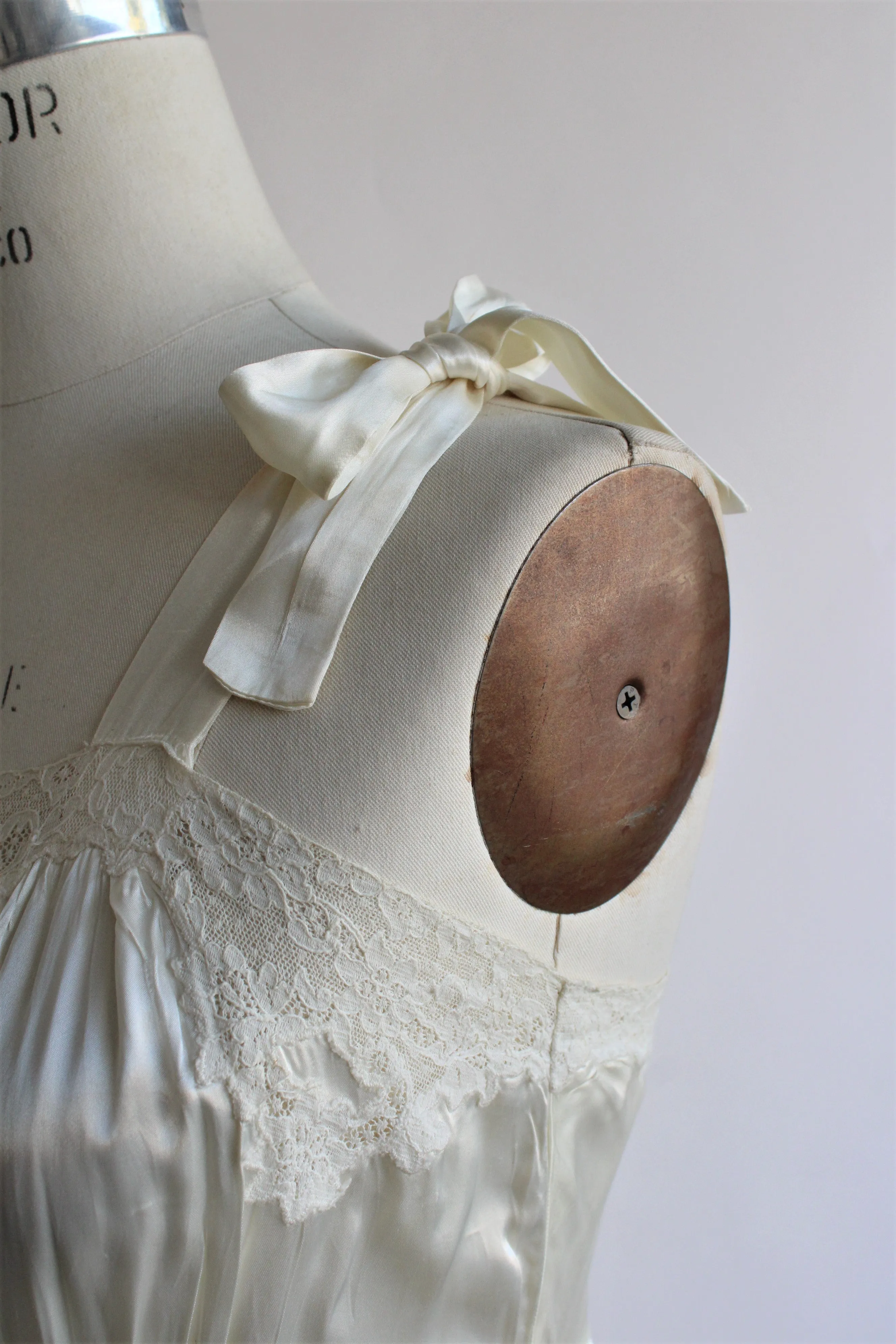Vintage 1930s Ivory Satin Nightgown by Maison Berten