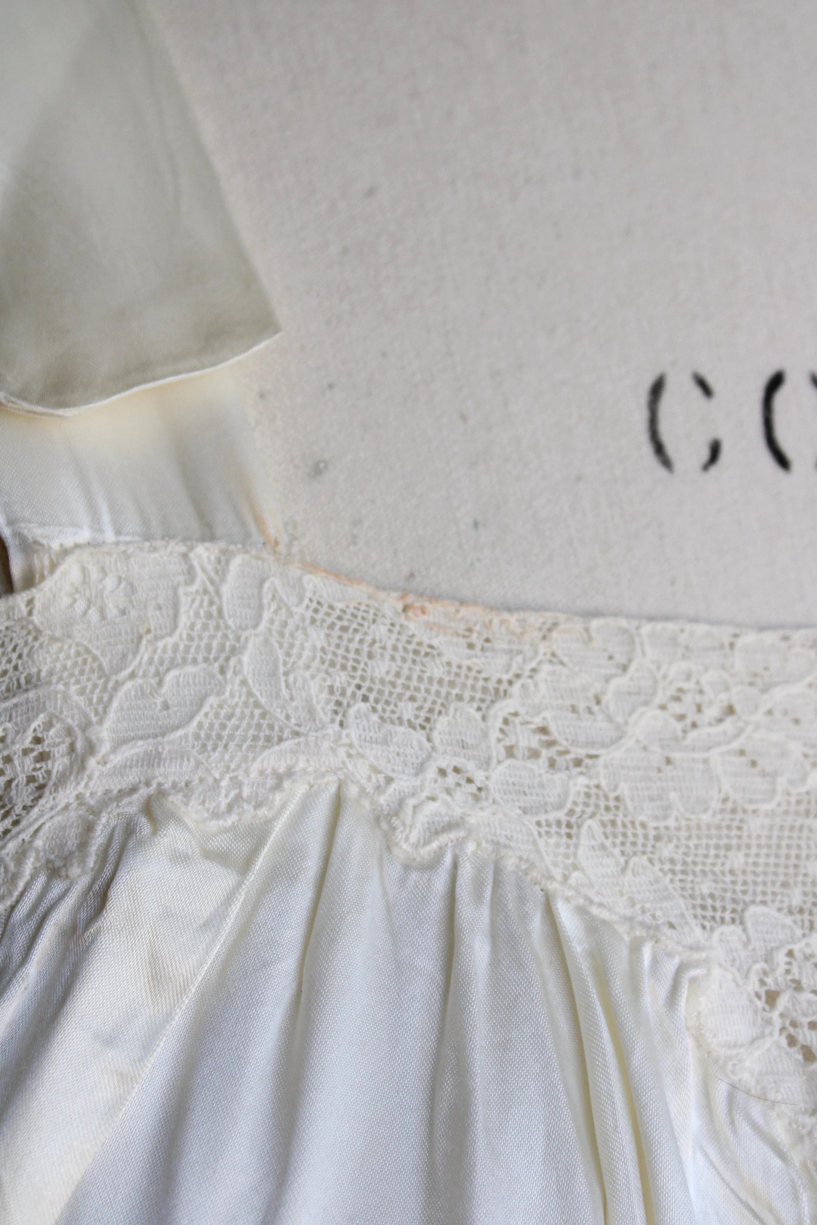Vintage 1930s Ivory Satin Nightgown by Maison Berten