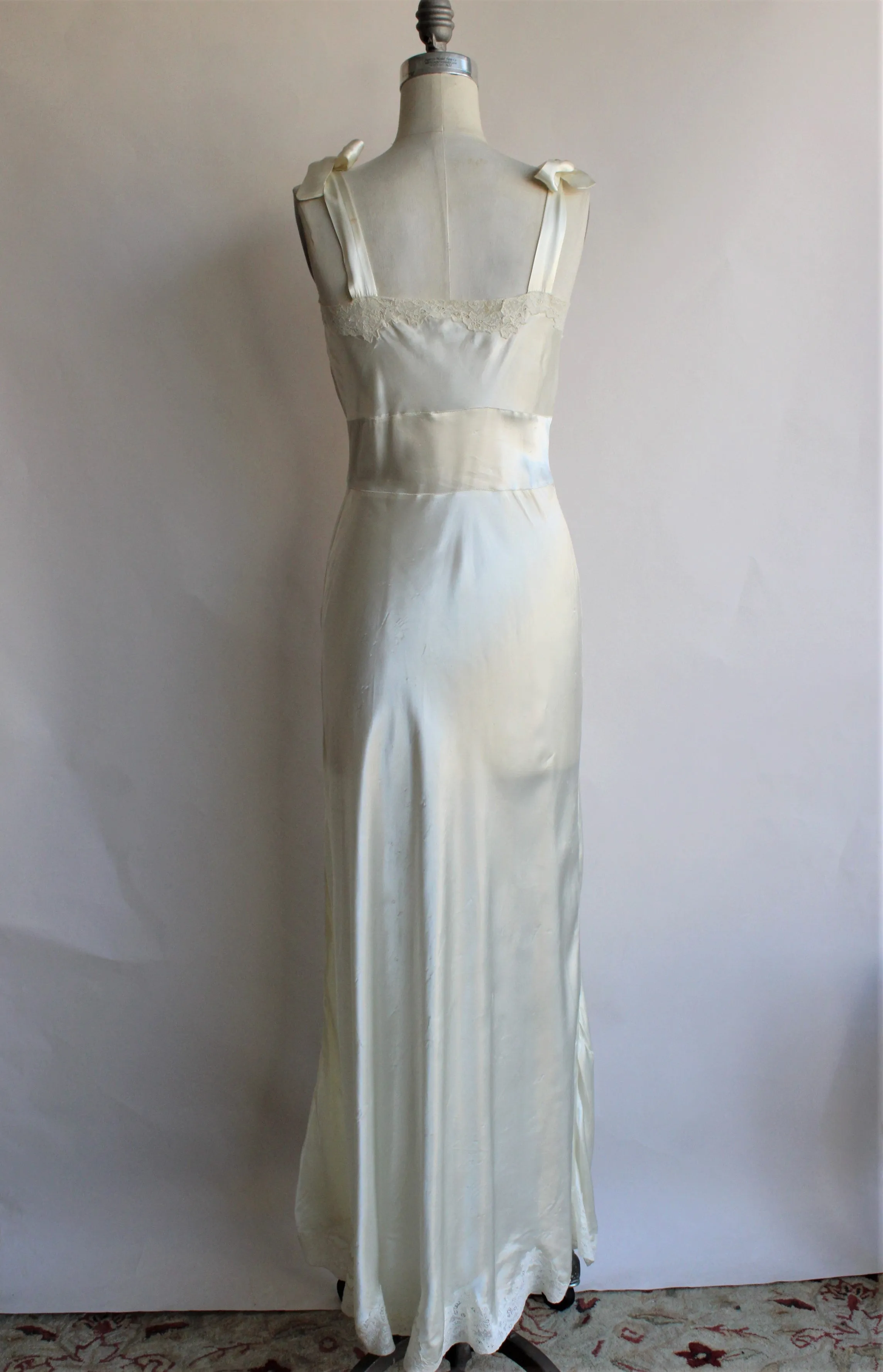 Vintage 1930s Ivory Satin Nightgown by Maison Berten