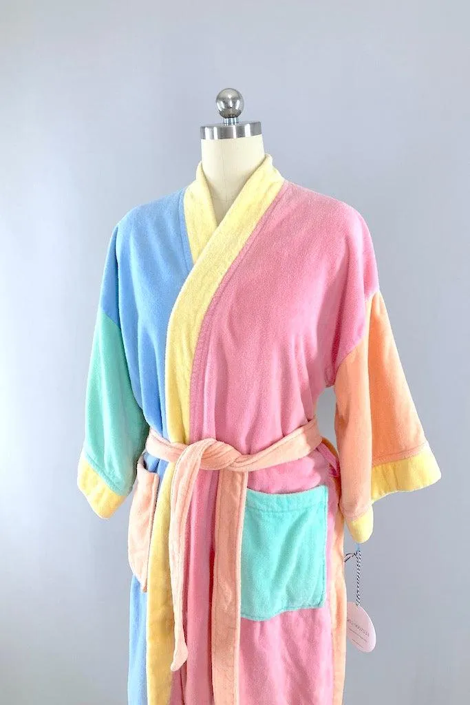 Vintage Pastel Terry Bathrobe