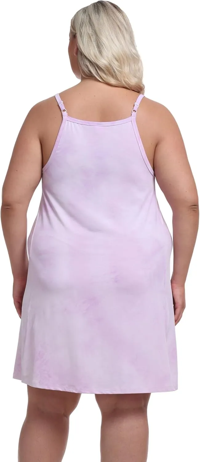 Women's Plus Size Nightgown Full Slip Loose Sleepwear V Neck Night Dress Adjustable Spaghetti Strap Negligee