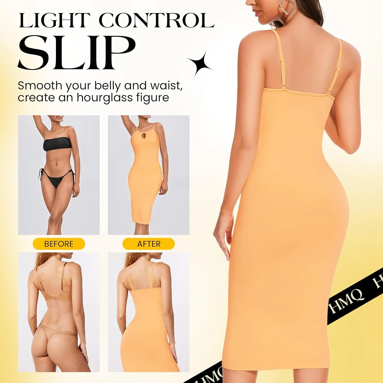 Womens Shapewear Full Slip Tummy Control Seamless Body Shaper Spaghetti Straps Slips Dress for Women