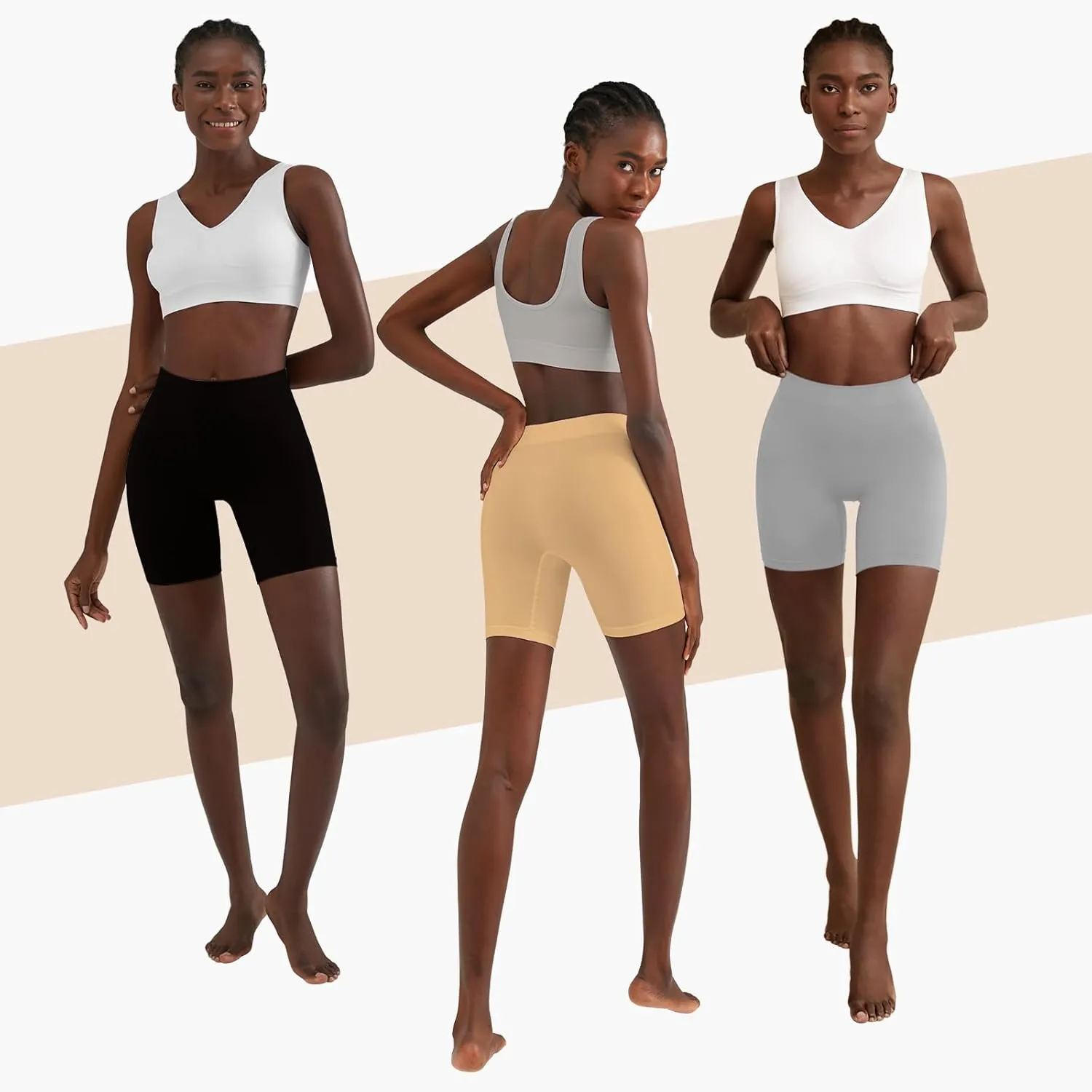 YADIFEN 3 Pack Slip Shorts for Under Dresses Seamless Anti Chafing Underwear Shaping Boyshort Smooth Panties for Women