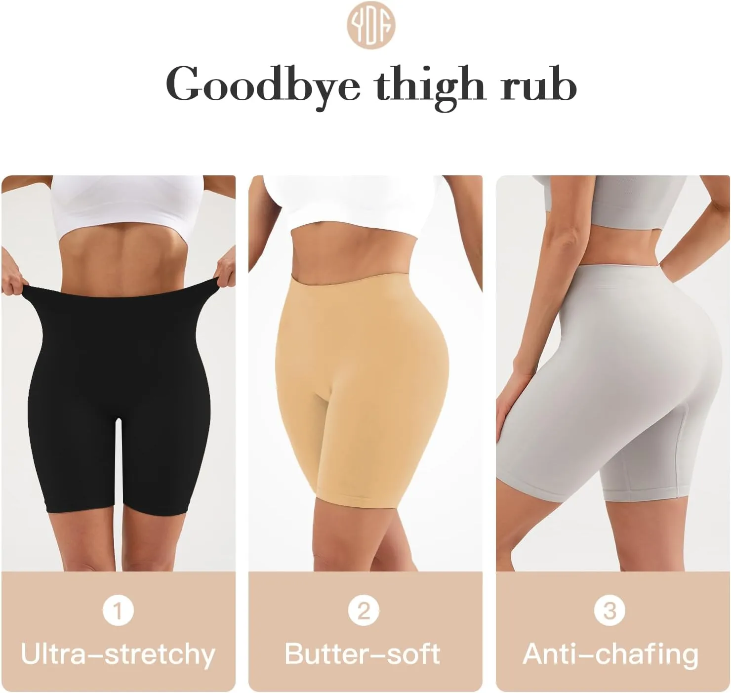 YADIFEN 3 Pack Slip Shorts for Under Dresses Seamless Anti Chafing Underwear Shaping Boyshort Smooth Panties for Women