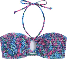 ZAFUL Women Halter Bandeau Bikini Tops Bathing Suit Tops Ditsy Floral Ruched Swimsuit Top Only