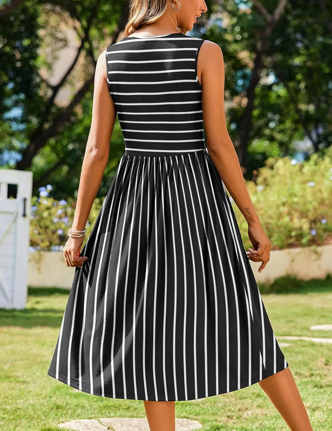Zeagoo Women's Summer Tank Midi Dress with Pockets Sleeveless A-Line Dress Casual Floral T-Shirt Dress Flowy Beach Sundress